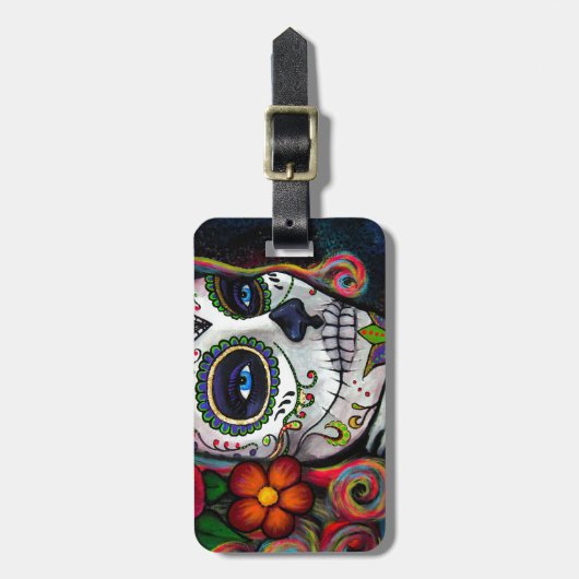 Zuckerschädel-Süßigkeit Gepäckanhänger (Vorderseite vertikal)