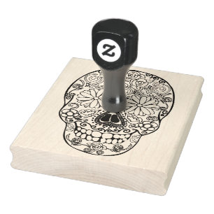 Zuckerschädel, Tag der Toten, 4" x 5" Briefmarke Gummistempel