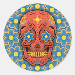 Zuckerschädel - Tag der Toten (Blaue Milchsorten) Runder Aufkleber