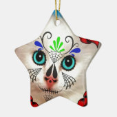ZUCKERschädel-TAG DER TOTEN CAT-MIEZEKATZE Keramikornament (Links)
