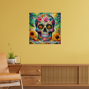 Zuckerschädel-Tag-der-Toten-floral personalisiert Poster