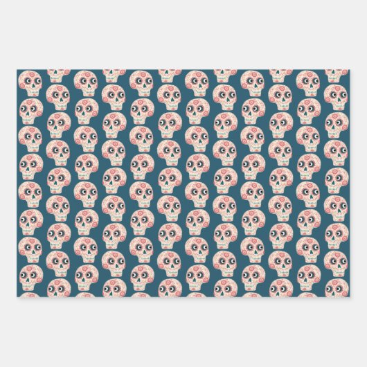 Zuckerschädel-Tag der Toten Geschenkpapier Set (Vorderseite 3)