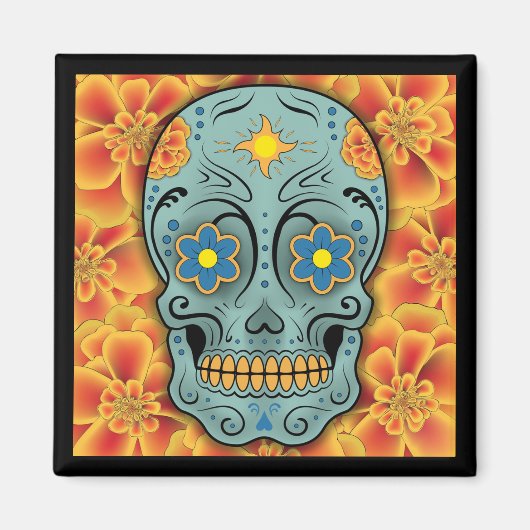 Zuckerschädel - Tag der Toten (Marigold) Magnet (Vorne)