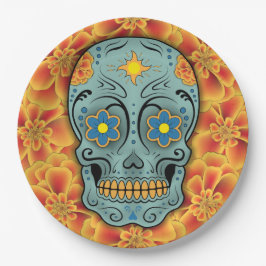 Zuckerschädel - Tag der Toten (Marigold) Pappteller