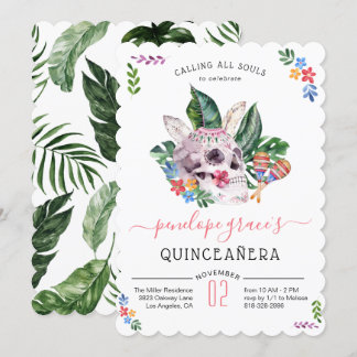 Zuckerschädel-Tag der Toten Quinceañera Einladung