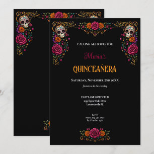 Zuckerschädel Tag der Toten Thema Quinceanera Einladung