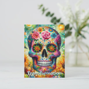 Zuckerschädel Tag des toten Blütens Personalisiert Postkarte