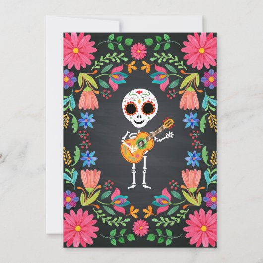 Zuckerschädel-Tag des Toten Halloween Einladung (Rückseite)