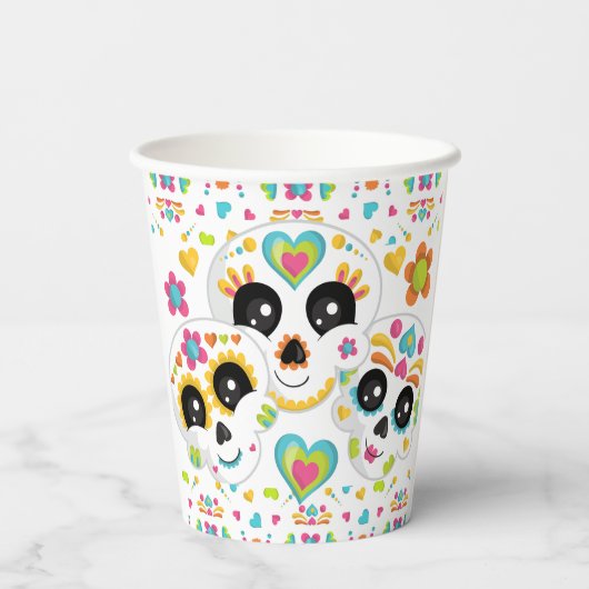 Zuckerschädel-Tag des Toten Halloween Pappbecher (Rückseite)