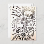 Zuckerschädel Tag totes Tattoo Kunst Postkarte Kun (Vorne/Hinten)