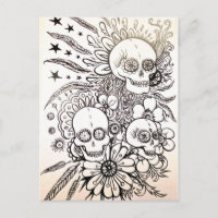 Zuckerschädel Tag totes Tattoo Kunst Postkarte Kun
