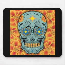 Zuckerschädel - Tag vom toten (Ringelblume) Mousepad