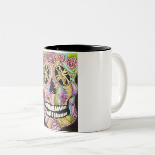 Zuckerschädel-Tasse Zweifarbige Tasse (VorderseiteRechts)