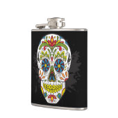 Zuckerschädel, Tätowierungs-Schädel, mexikanischer Flachmann (Links)