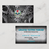 Zuckerschädel-Tätowierungs-Wohnzimmer-Visitenkarte Visitenkarte (Vorne/Hinten)