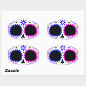 Zuckerschädel - Tattoo-Design Ovaler Aufkleber (Blatt)