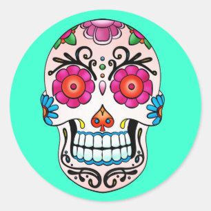 Zuckerschädel - Tattoo-Kunst Runder Aufkleber