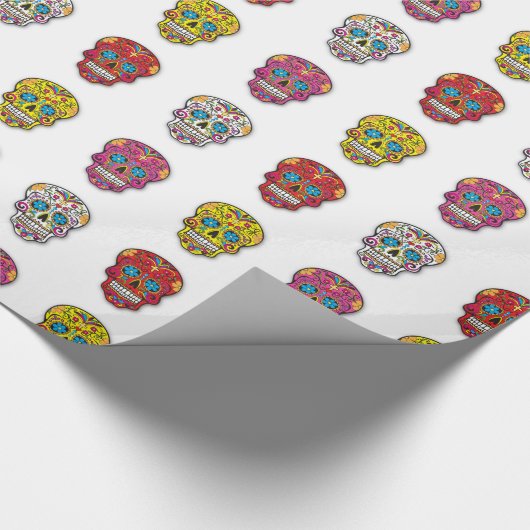Zuckerschädel-Tupfen Geschenkpapier (Ecke)