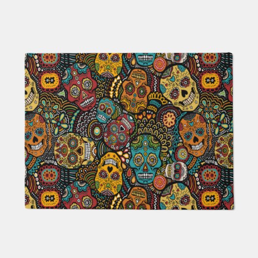 ZUCKERschädel Tür-Matte Halloween Fußmatte (Vorderseite)