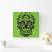 Zuckerschädel-Uhr Quadratische Wanduhr (Zuhause)