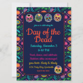Zuckerschädel und Blume Dias de los Muertos Einladung (Vorderseite)