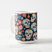 Zuckerschädel und Blume Kaffeetasse (Vorderseite Links)