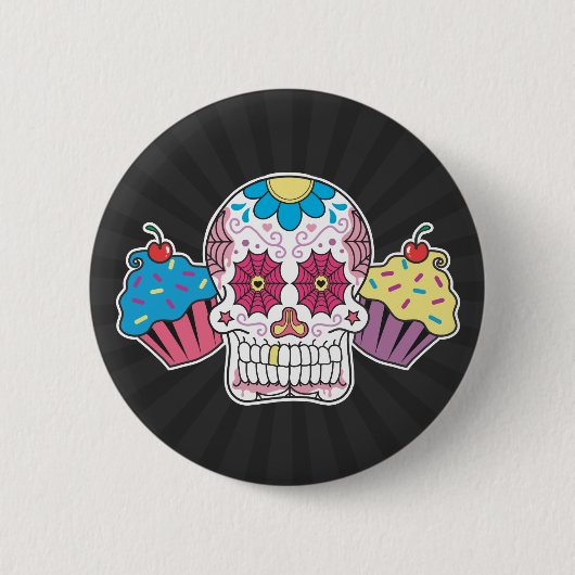Zuckerschädel und -kleine Kuchen Button (Vorderseite)