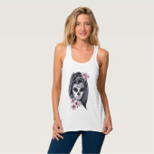 Zuckerschädel und Lilien Tank Top (Vorderseite Vollansicht)