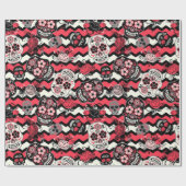 Zuckerschädel und -muster für Blume Geschenkpapier (Flach)