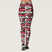 Zuckerschädel und -muster für Blume Leggings (Rückseite)