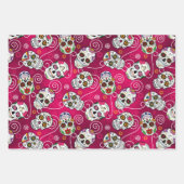 Zuckerschädel und Wirbel Drei Farben ID725 Geschenkpapier Set (Vorderseite 3)