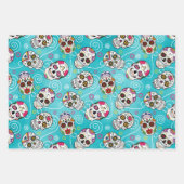 Zuckerschädel und Wirbel Drei Farben ID725 Geschenkpapier Set (Vorderseite 2)