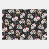 Zuckerschädel und Wirbel Drei Farben ID725 Geschenkpapier Set (Vorderseite)