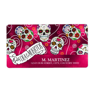 Zuckerschädel und Wirbel Rose Rot ID725