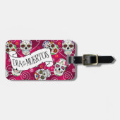 Zuckerschädel und Wirbel Rose Rot ID725 Gepäckanhänger (Vorderseite horizontal)