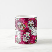 Zuckerschädel und Wirbel Rose Rot ID725 Kaffeetasse (Mittel)