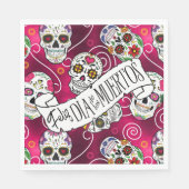 Zuckerschädel und Wirbel Rose Rot ID725 Serviette (Vorderseite)