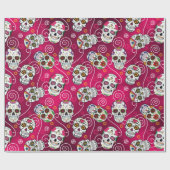 Zuckerschädel und Wirbel Rot-ID725 Geschenkpapier (Flach)