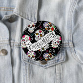 Zuckerschädel und Wirbel, schwarz D725 Button (Beispiel)