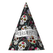 Zuckerschädel und Wirbel, schwarz D725 Partyhütchen (Vorderseite)