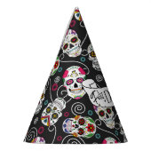 Zuckerschädel und Wirbel, schwarz D725 Partyhütchen (Links)