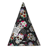Zuckerschädel und Wirbel, schwarz D725 Partyhütchen (Rechts)