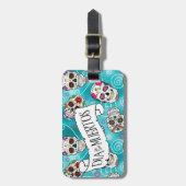 Zuckerschädel und Wirbel Türkis ID725 Gepäckanhänger (Vorderseite vertikal)