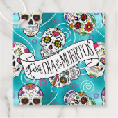 Zuckerschädel und Wirbel Türkis ID725 Geschenkanhänger (Vorderseite)