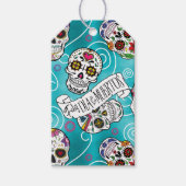 Zuckerschädel und Wirbel Türkis ID725 Geschenkanhänger (Vorderseite)