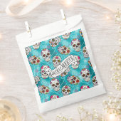 Zuckerschädel und Wirbel Türkis ID725 Geschenktütchen (Ausgeschnitten)