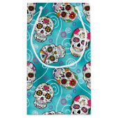 Zuckerschädel und Wirbel Türkis ID725 Kleine Geschenktüte (Rückseite)