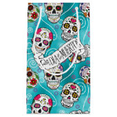 Zuckerschädel und Wirbel Türkis ID725 Kleine Geschenktüte (Vorderseite)