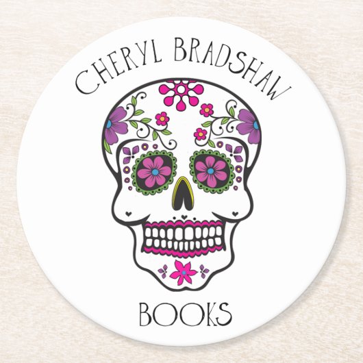 Zuckerschädel-Untersetzer Runder Pappuntersetzer (Vorderseite)