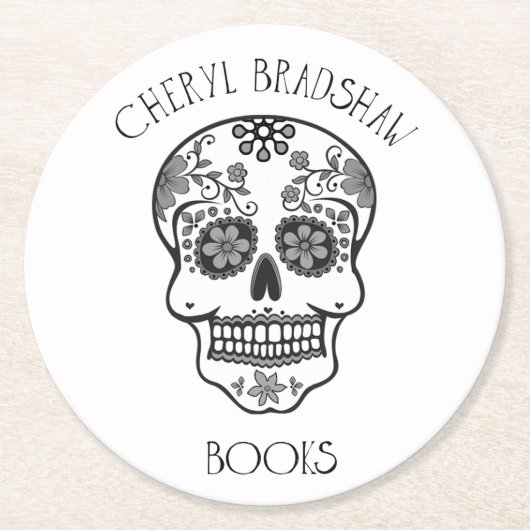 Zuckerschädel-Untersetzer Runder Pappuntersetzer (Vorderseite)